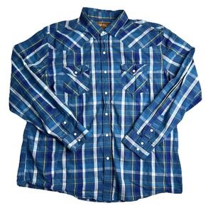 Red Camel Handcrafted Shirt Mens XXL Long Sleeve Pearl Snap Button Up Plaid READ